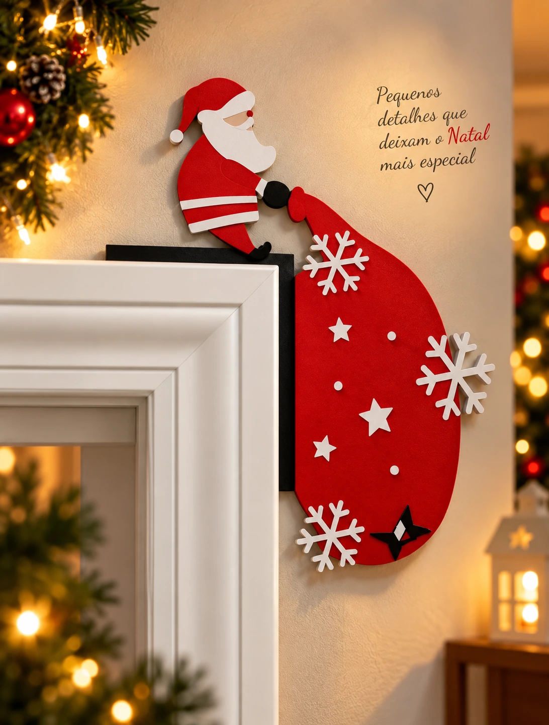 Enfeite Papai Noel para Moldura de Porta