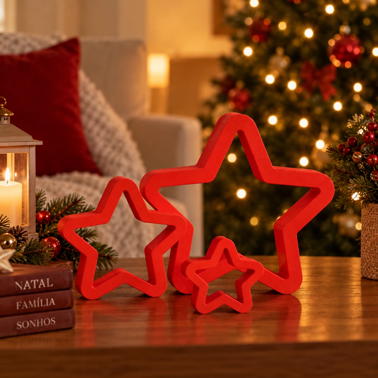 Kit 3 Estrelas Decorativas de Natal