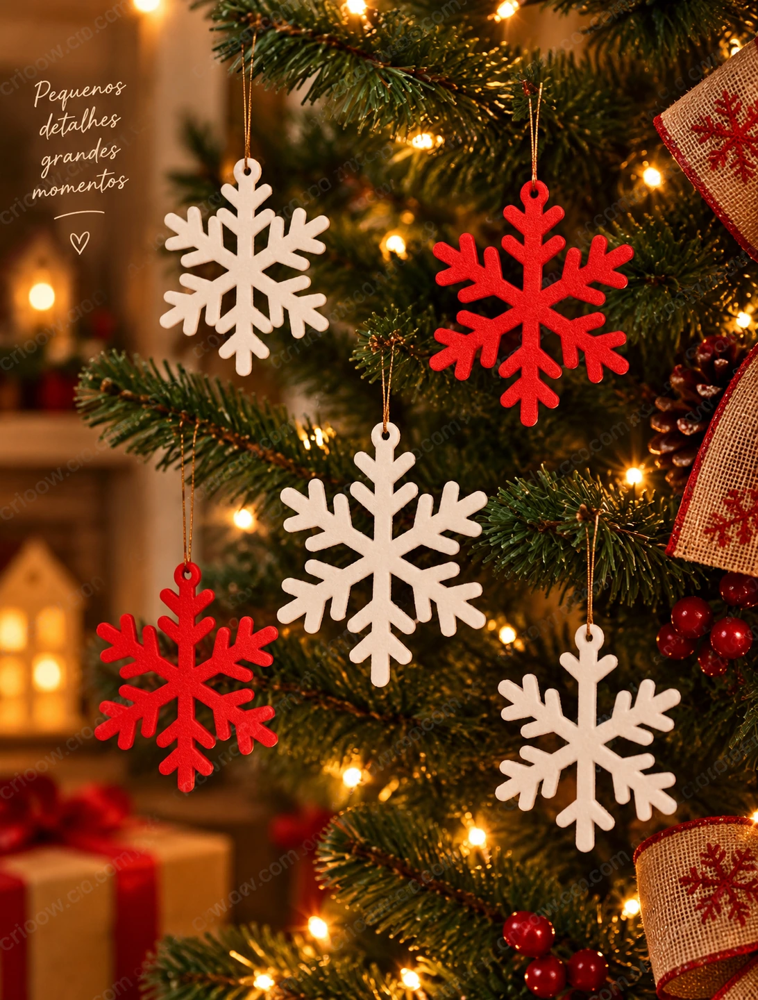 Kit Flocos de Neve 3D para Árvore de Natal
