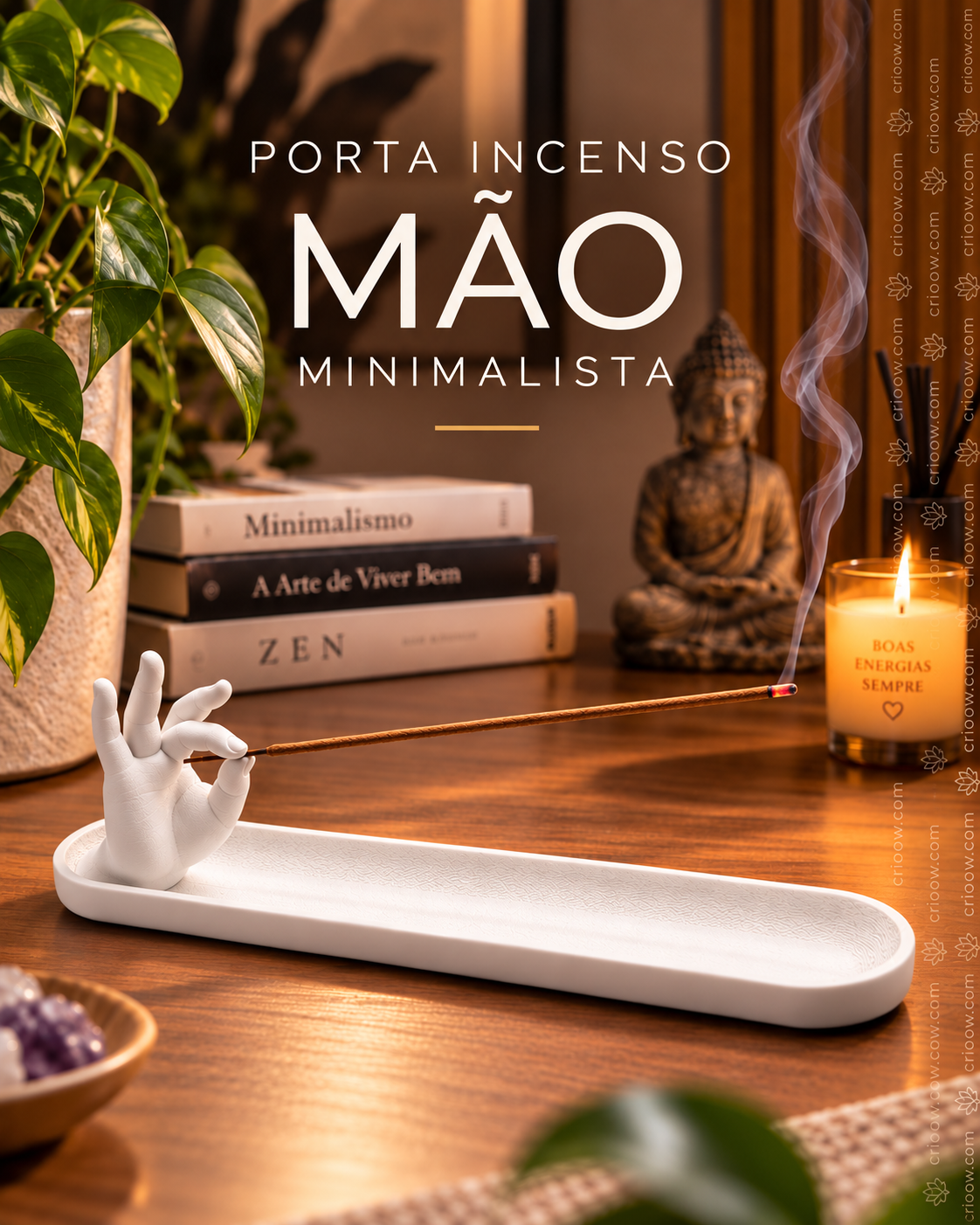 Porta-incenso Mão Minimalista Zen