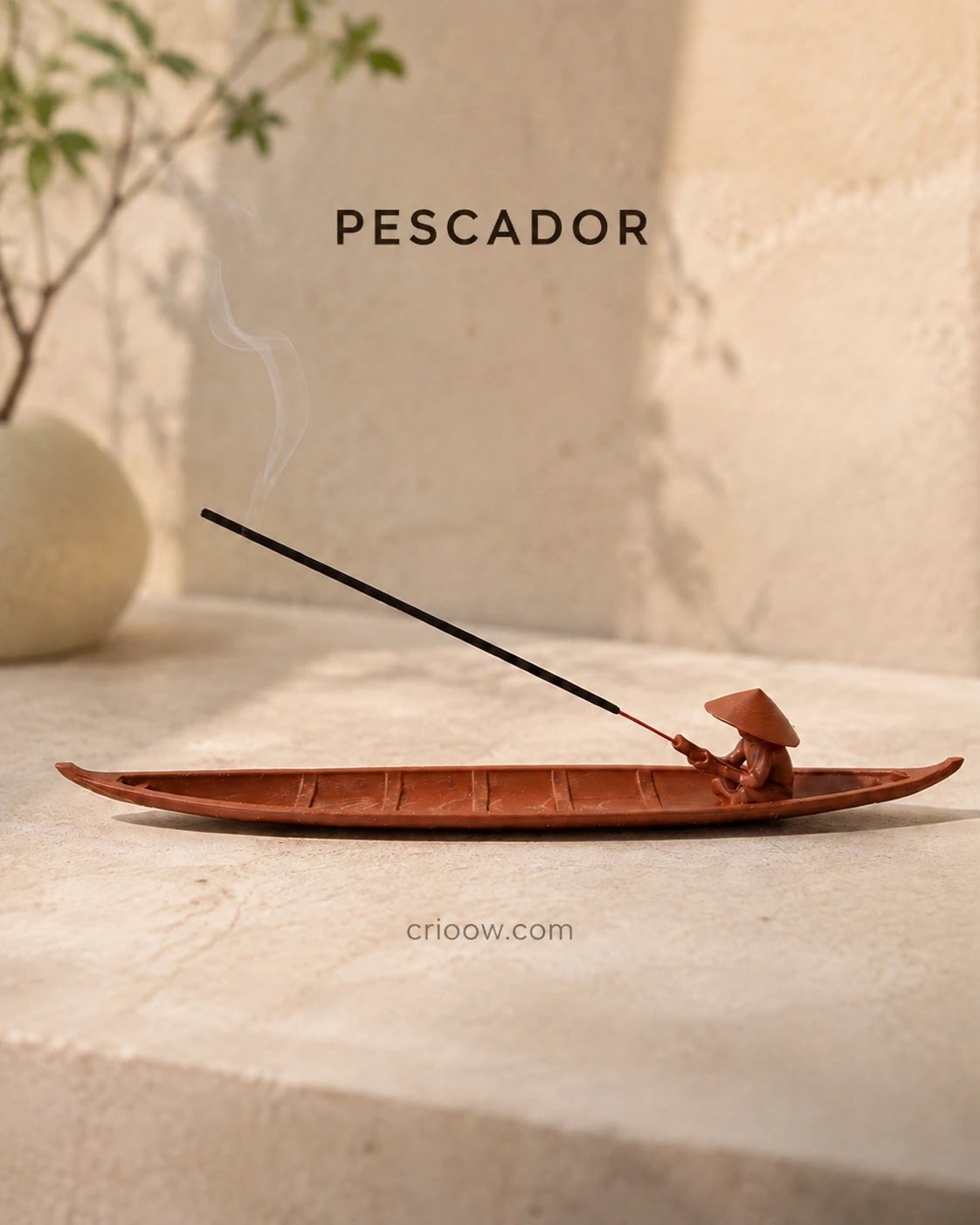 Porta-incenso Pescador Estilo Asiático